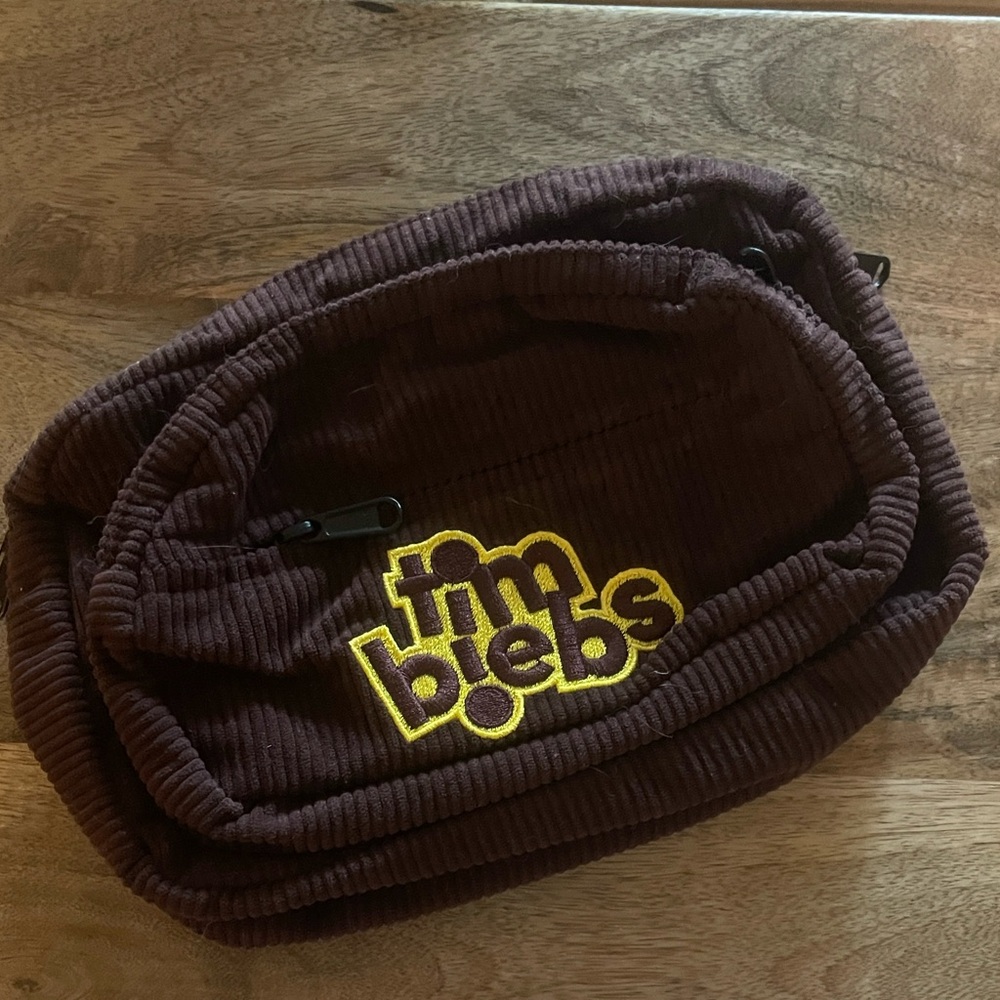 “tim biebs” - no tag - Brown Corduroy Fanny Pack with Yellow Logo